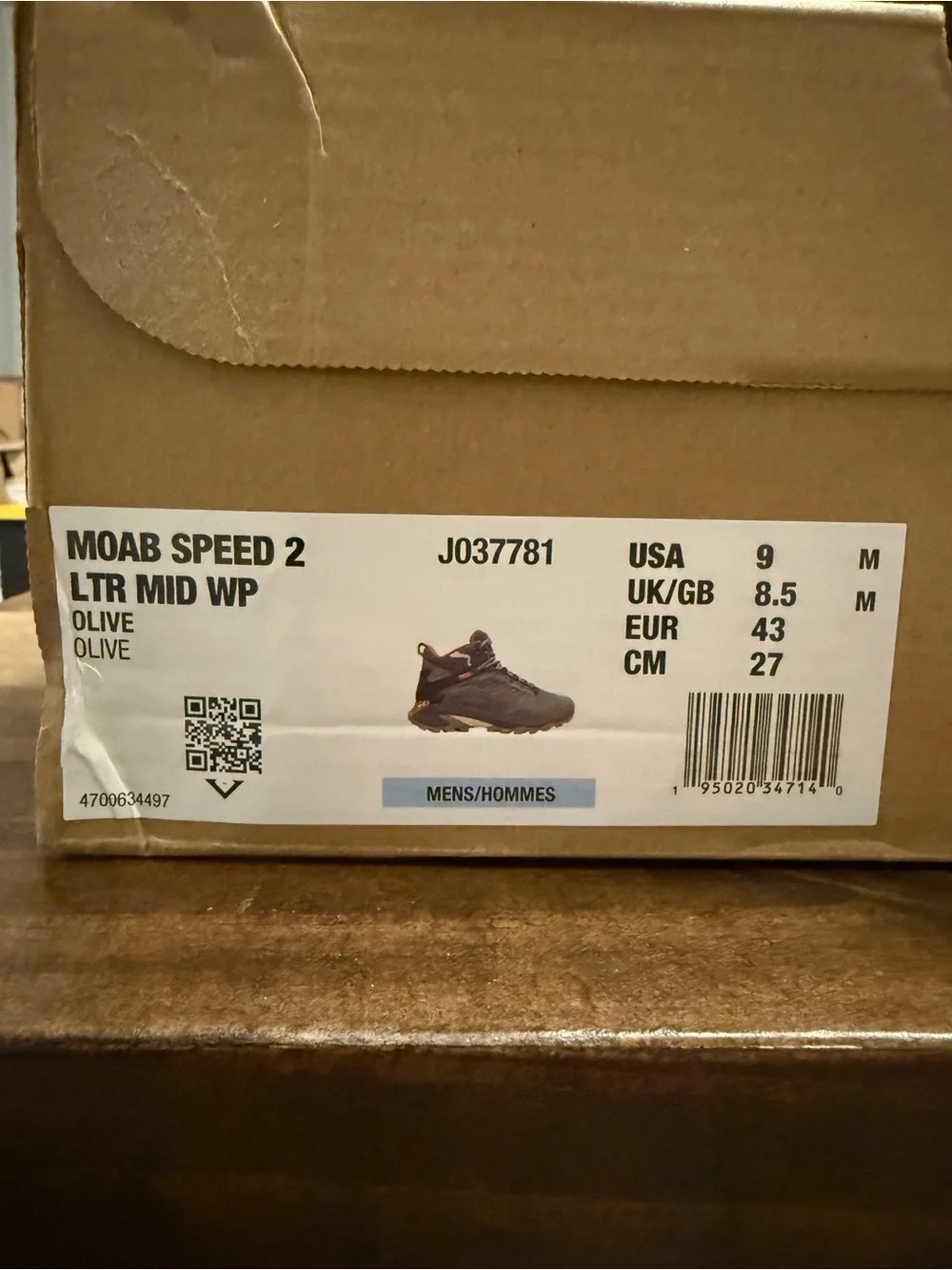 Merrell Moab Speed 2 LTR Mid WP Hiking Boots Olive US 9 M J037781